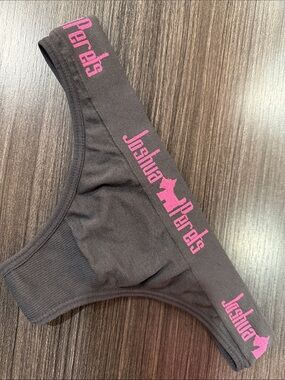 Joshua Perets gray Thong with Pink Logo